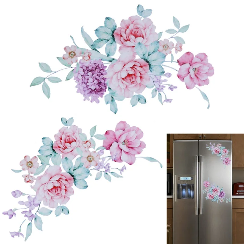 

New Flowers 3D Wall Stickers Beautiful Peony Fridge Stickers Wardrobe Toilet Bathroom Decoration Vinyl Wall Decals/Adhesive 2019
