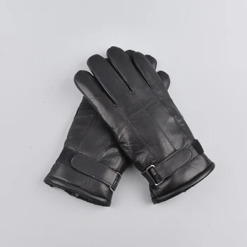 

Hot Sale Men sheepskin gloves genuine leather glove for men winter Outdoor warm fur thickening thermal patchwork gloves