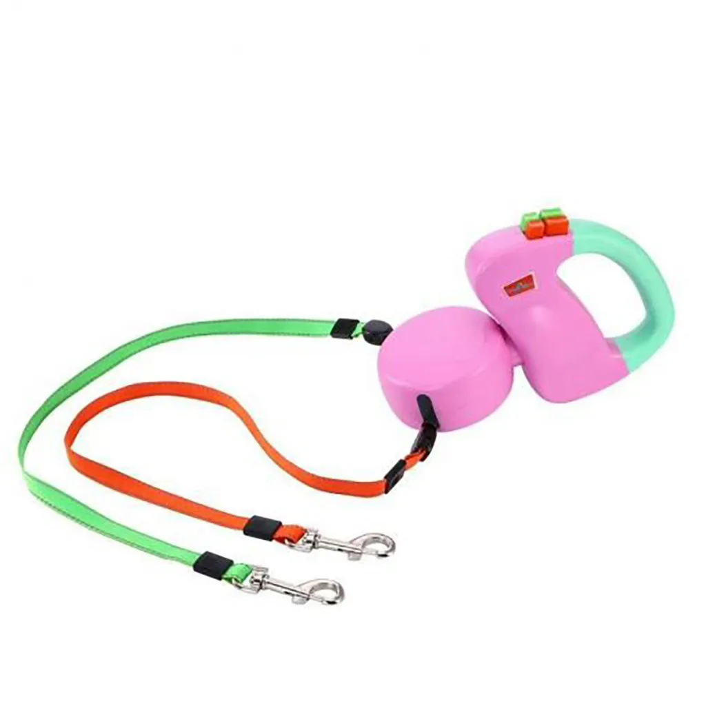 Retractable Pet Dog Double Lead Leash Dual 2 Dog 50 Pounds Per Dog pet products - Color: 2