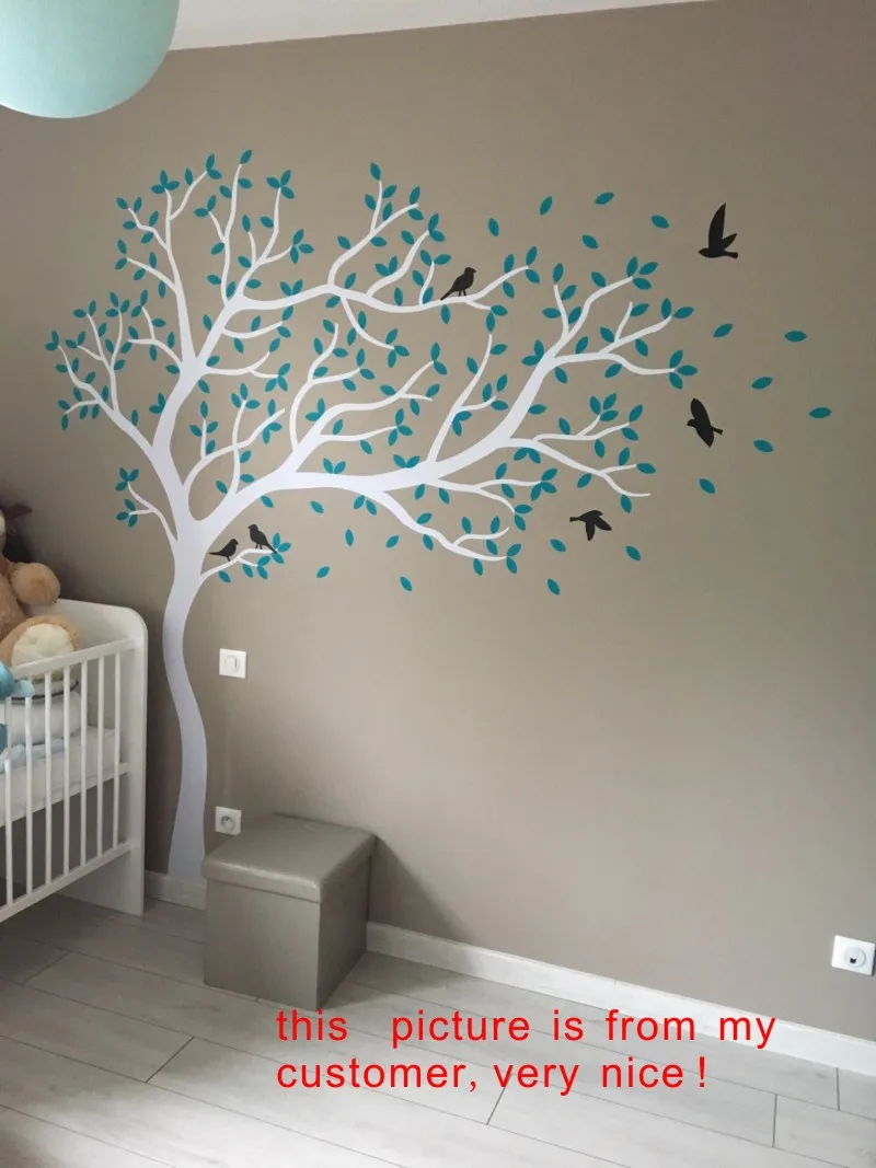Наклейка на стену виниловая наклейка белое дерево большое дерево декор на стену дизайн цветная Настенная Наклейка для детской комнаты детская комната спальная; игровая PosterWW-340