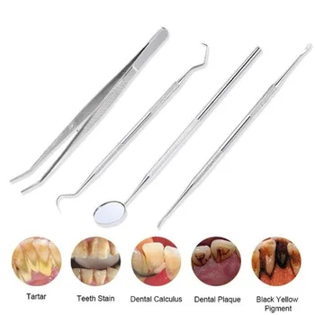 

1 Set Dental Mirror Stainless Steel Dental Dentist Prepared Tool Set Probe Tooth Care Kit Instrument Tweezer Hoe Sickle Scaler