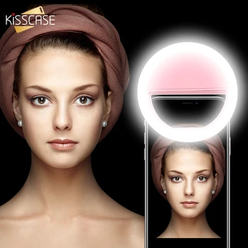 

KISSCASE Portable LED Flash Light For iPhone Huawei LEDS Selfie Ring Luminous Clip Lights For Samsung Galaxy For Xiaomi Redmi