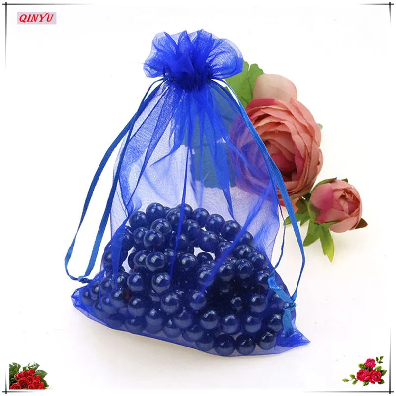 Royal blue 100 шт мешков из органзы для свадебных подарков 7X9, маленькая упаковка для ювелирных изделий, тюлевые тканевые прозрачные сумки, свадебные принадлежности 6Zsh312 - Цвет: Royal blue