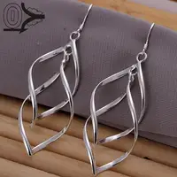 Оптовые посеребренные серьги, свадебные ювелирные аксессуары, модные двойные серебряные серьги в форме банана для женщин - изображение