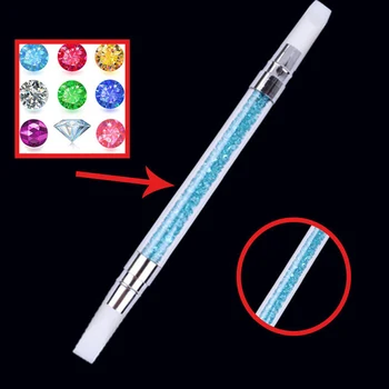 

1pc New Portable Dual Heads Silicone Nail Art Sculpture Pen Rhinestone Acrylic Handle Nail Polish Manicure Tool