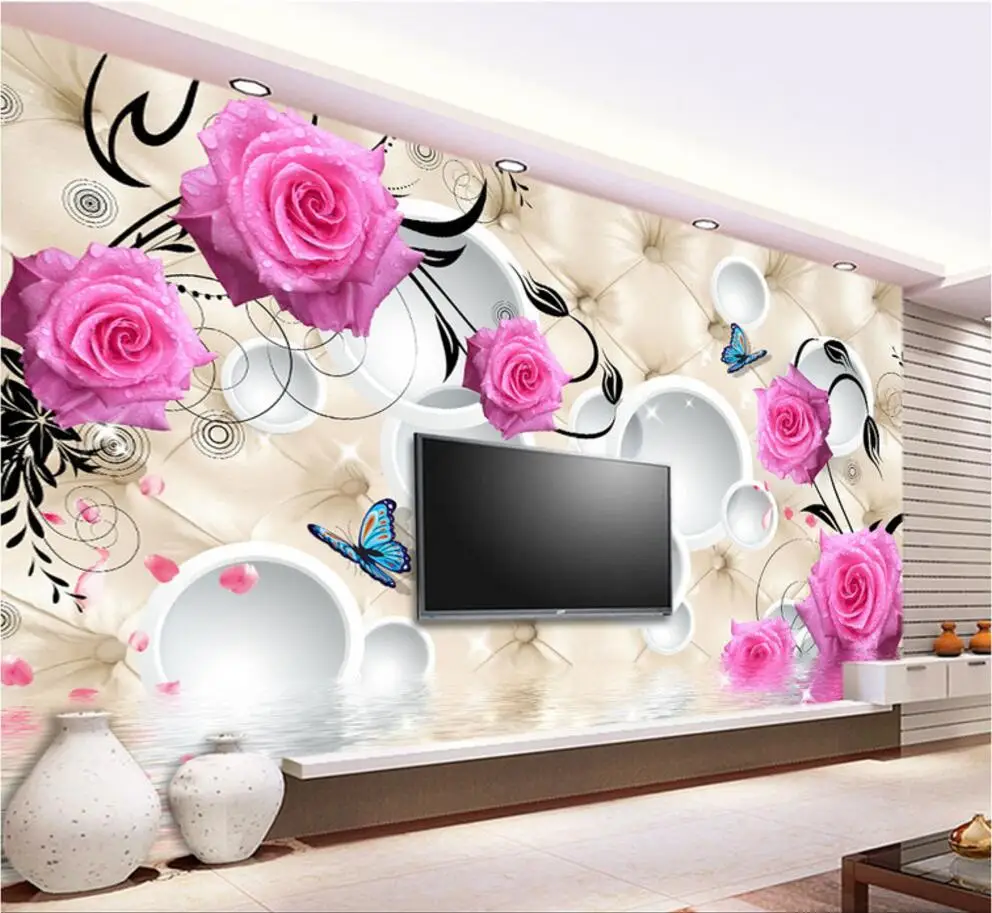 Beibehang пользовательские фото обои 3D большие обои наклейка на стену, романтический розовый Теплый мягкий комплект 3D модный фон стены