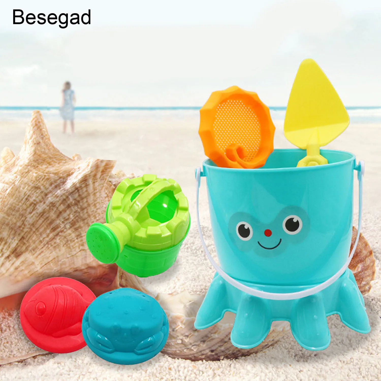 remarkable  Besegad 6pcs Funny Beach Sand Game Toys Kit Kids Pretend Role Play Toy Playset Including Shovels Bu