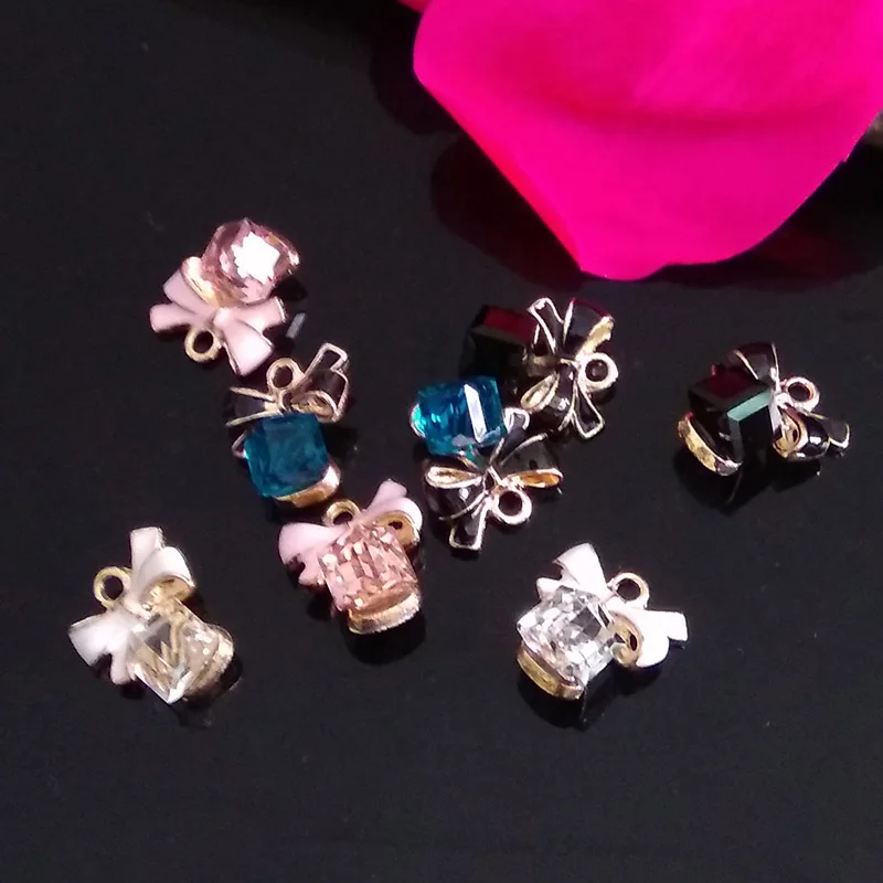 Engood 2018New 20 шт хрустальные квадратные пуговицы с бантами для DIY ожерелья или Серьги Подвески украшения и DIY аксессуары для волос RM207 - Цвет: Mixing