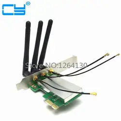 Mini pci-e для pci-e 1x адаптер конвертер карты Беспроводной сетевой карты + 3 RP-SMA женский Телевизионные антенны