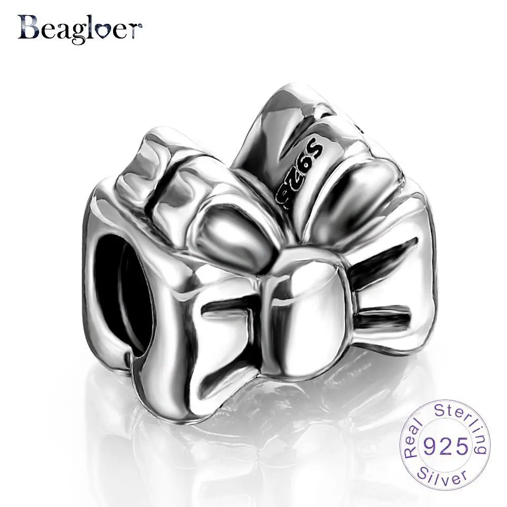 Beagloer New Summer Beads Antique 925 Sterling Silver Lovely BowKnot Charm For Fit Original Pandora Bracelet Jewelry Gift | Украшения и