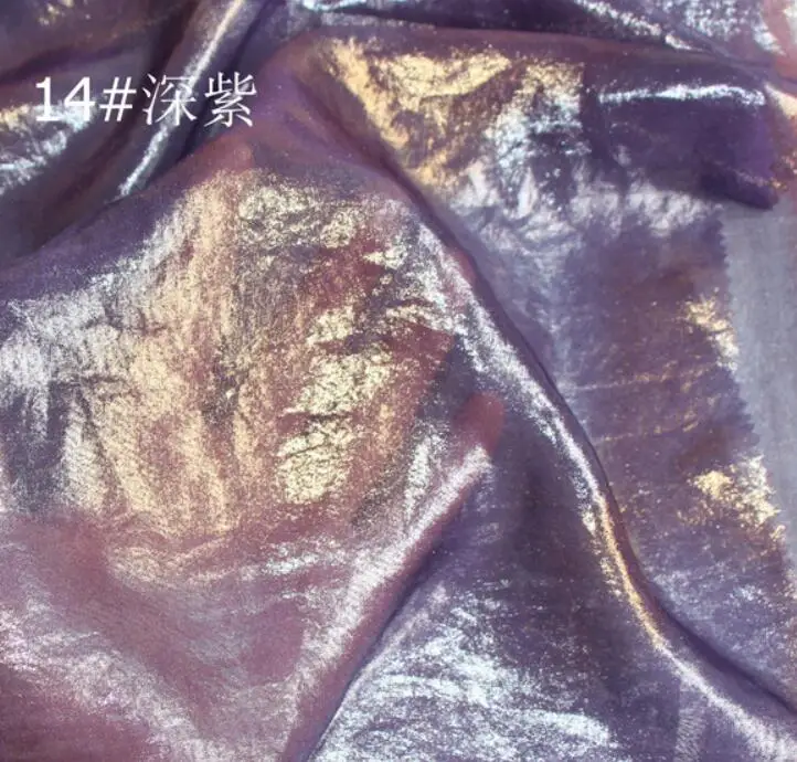 14 Purple Блестящая шифоновая ткань для косплея, золотое, серебряное, бронзовое, 30D тонкое, мягкое, Струящееся, бронзовое, волшебное платье своими руками - Цвет: 14 Purple