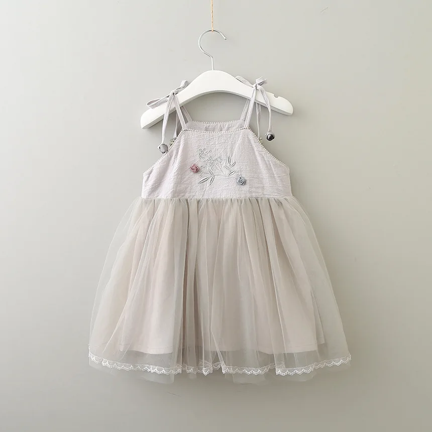 Hurave solid camis princess embroidery tutu dresses baby Girl suspender Children Summer Kids Clothes boutique vestido dress | Детская