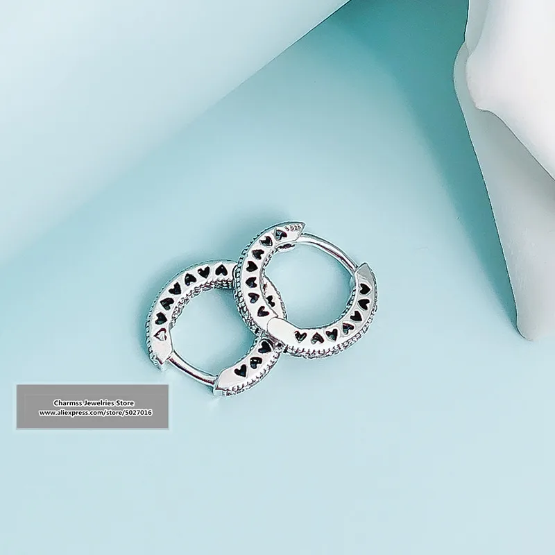 

2019 NEW Euro Charm logo Carving silver 925 earrrings pandoras jewelry gifts,1pz
