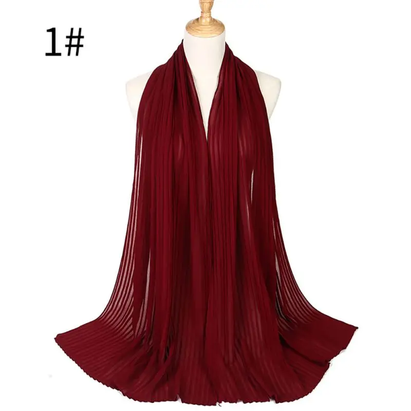 

Woman's Hijabs Chiffon scarves plain hijab muslim Solid Pleated headscarf Women Plain Hijab