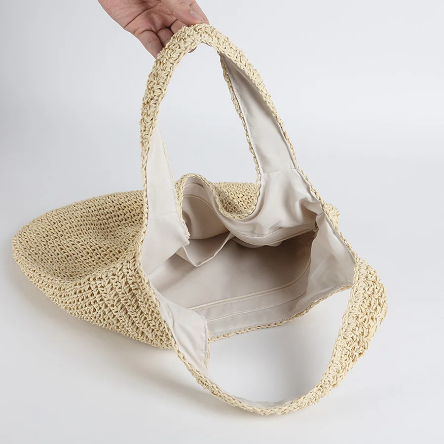 Fashion Straw Women Shoulder Bags Paper Woven Female Handbags Large Capacity Summer Beach Straw Bags Casual Tote Purses 2022