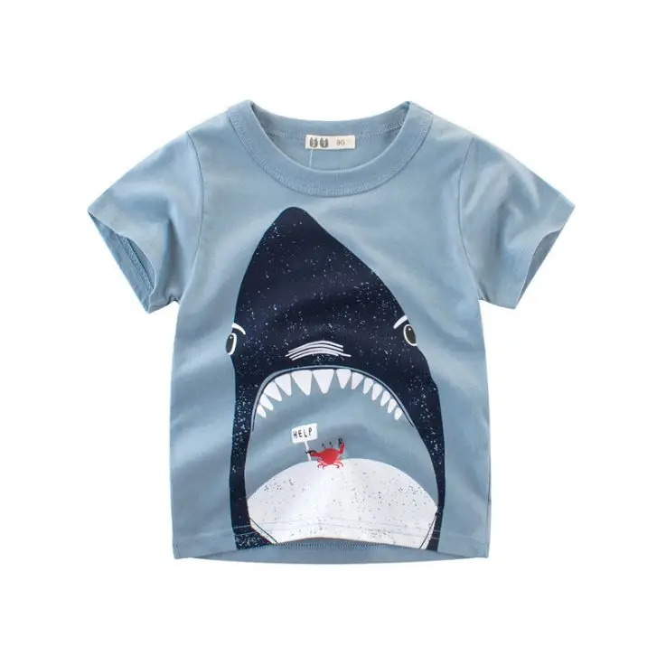 

2-8Years Cartoon Print Baby Boys Shorts T Shirt For Summer New Infant Kids Children Boys Girls Top wear Clothes Cotton toddler