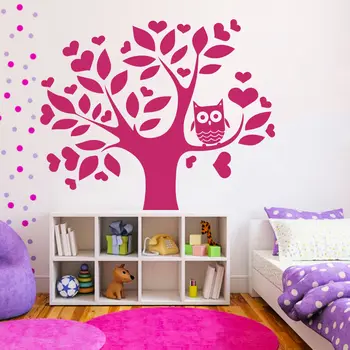 

1.3 M love tree owl Wall Decals kids nursery Art Vinyl Mural Bedroom Wall Stickers Carved Funny Tree Wall paper B-8