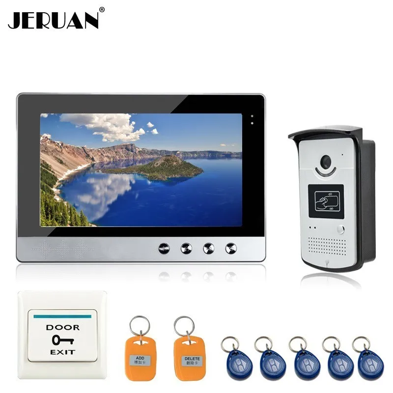 

JERUAN Wired 10 Inch LCD Color Video Door Phone Doorbell Intercom Doorbell System Kit RFID Access Waterproof Camera In Stock