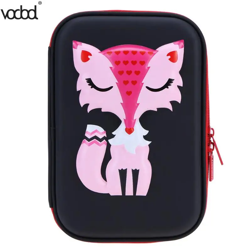 Black Fox VODOOL EVA милый чехол-карандаш для школы, офиса, мультяшная лиса, большая емкость, канцелярский держатель для ручек, органайзер, коробка, Escolar Papelaria - Цвет: Black Fox