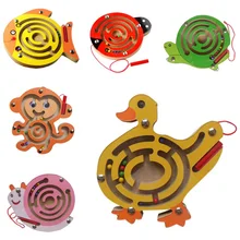 Дети Дошкольное образование развитие новинка подарок Магнитный лабиринт кисточки бусины деревянный лабиринт игрушка