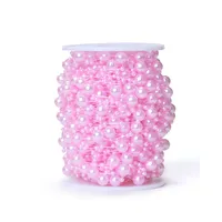 5 Meters Artificial Pearls Beads Chain Garland Flowers DIY Wedding Party Favor Bride Bouquet Decoration Beige White pink red - Image 5