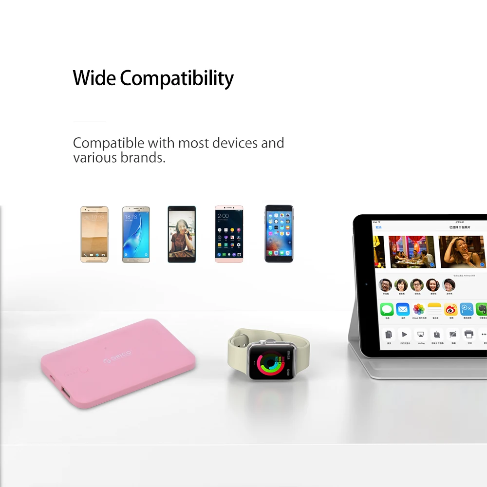 ORICO 2500mAh Power Bank Portable Mobile Phone Charger Powerbank for Smart Phones External Battery Brown / White / Pink