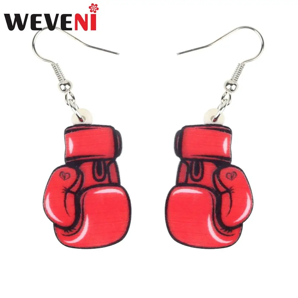 

WEVENI Acrylic Novelty Red Boxing Gloves Earrings Trendy Cute Jewelry For Women Girls Charms Gift Decoration Summer Hot Sale
