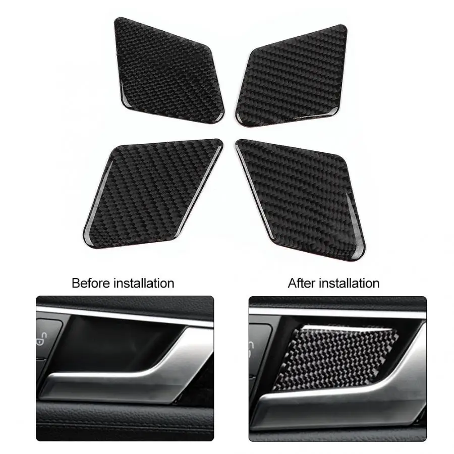 

4Pcs Carbon Fiber Car Interior Door Bowl Trim Cover Sticker Fit for Mercedes E Class W212 09-15 high quality accessories