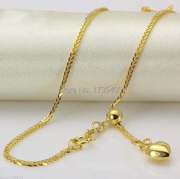 

BEST GIFT AU750 Yellow Gold Necklace / Adjustable wheat Chain /17.7L 2.5g