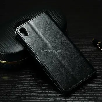 

100pcs/lot free shipping Crazy Horse Wallet Leather Case Cover For Sony Xperia X F5122 F5121 With Photo Frame Card Slots