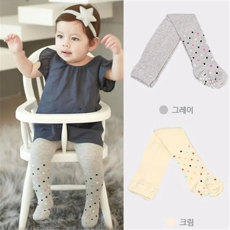 

HziriP New Autumn Winter Baby Tights Girls Colored Dots Cotton Kids Girl Pantyhos Children Pantyhose Anti-skid Baby Girls Tights