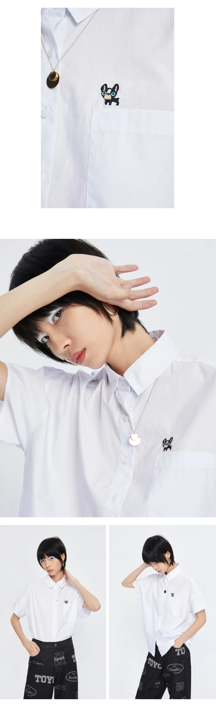 Toyouth женские рубашки Новая мода отложной воротник узор вышивка пуговицы для блузки белая рубашка женские топы уличная одежда
