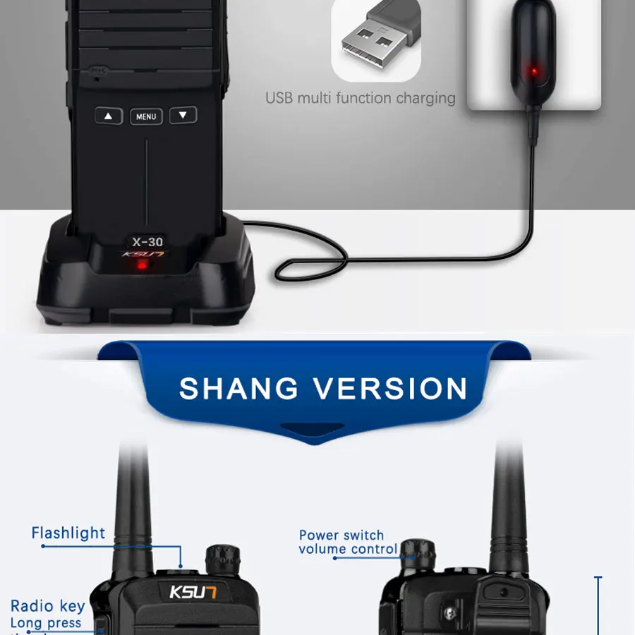 KSUN X-30 портативная рация 8 W высокой Мощность UHF Handheld двухстороннее Портативная радиостанция для радиолюбителя КВ трансивер любительской