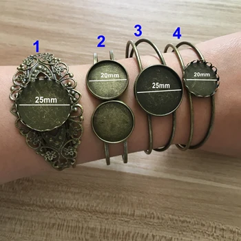 

Tenacity Peiao High Quality 20/25mm Bronze Plated Bangle Base Bracelet Base Blank Findings Tray Bezel Setting Cabochon Cameo