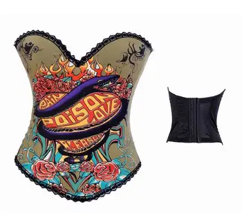 

Poison Love Print Corset Lady Sexy Tatto Print Corset Lingerie for Women