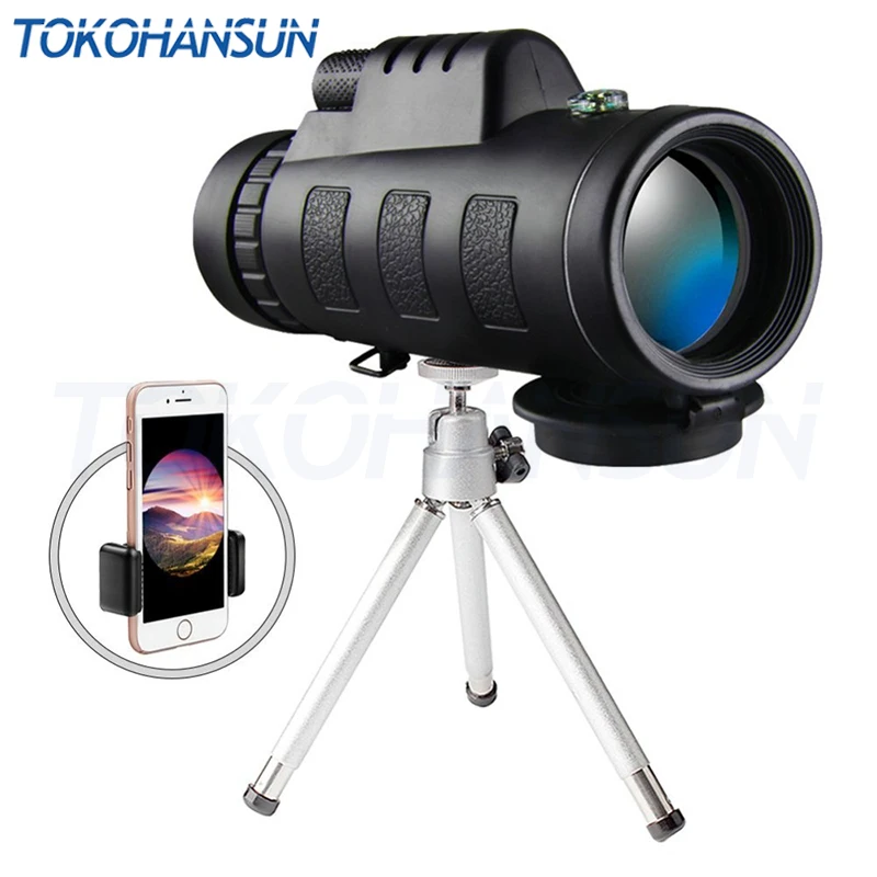 

TOKOHANSUN 40x60 zoom Monocular Telescope Wide-angle Magnifier Telescope With Mobile phone Lens Dust Cover Compass for iPhone 8