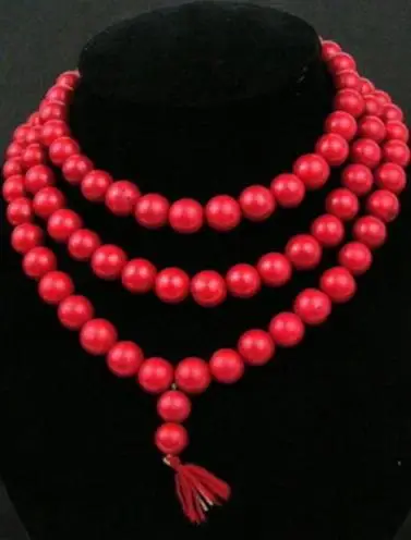 Xueyun 214++ Редкие 108 тибетского буддизма красный коралл 10 мм Четки Ожерелье