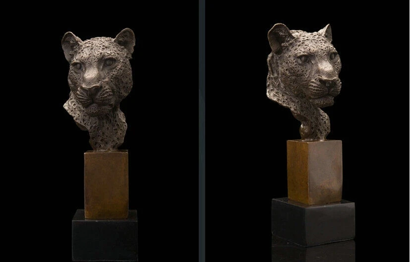 

Art Deco Sculpture Animal Leopard Head Panther Bronze Statue