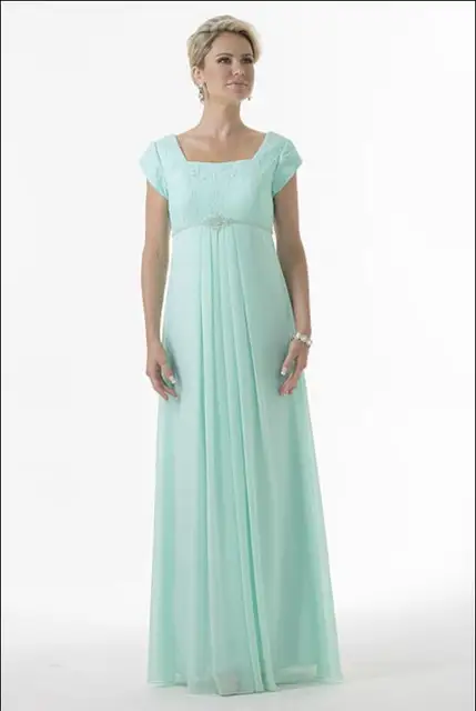 new 2017 Mint Modest Chiffon Lace Maternity Bridesmaid Dresses Cap ...