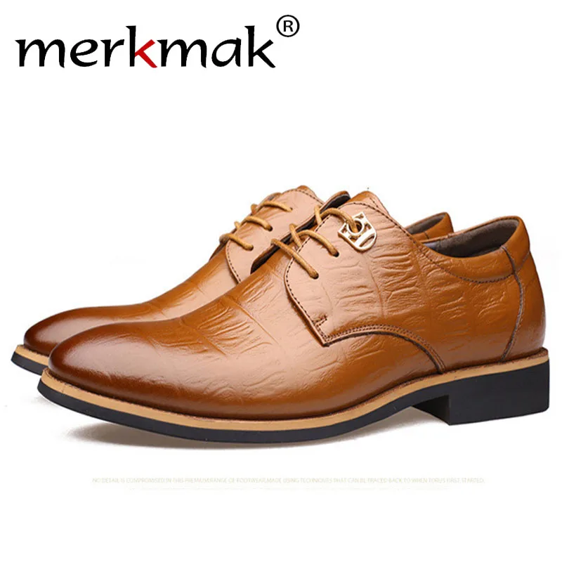 Merkmak/Мужская обувь из натуральной кожи; коллекция года; Модная Повседневная Деловая дышащая мужская обувь; Sapatos Masculinos; Прямая поставка