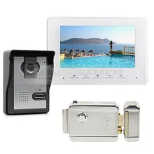 DIYSECUR Cerradura Eléctrica de 7 pulgadas Teléfono Video de La Puerta de Intercomunicación de Vídeo Timbre de la Puerta 1 Cámara 1 Monitor para Casa/Oficina De Seguridad Del Sistema blanco