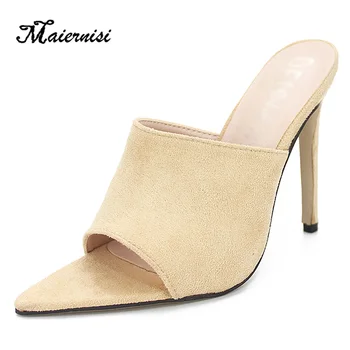 

MAIERNISI New Summer Women's Slippers Sandals Sexy Stiletto Plus Size 35-43 Women's High Heels Slippers Sexy Outside Slides