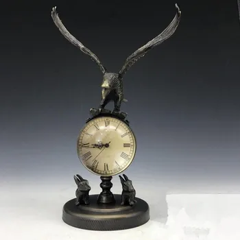 

collect Bronze Copper Eagle sculpture mechanical clock watch crafts ornaments