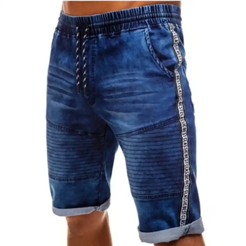 men's elastic drawstring cargo shorts