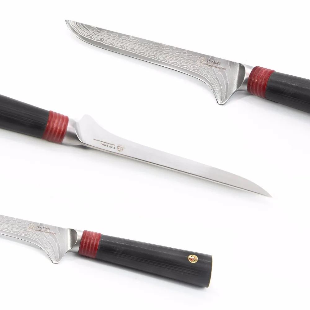 TUO столовые приборы нож обвалочный Нож филейный 6 ''-японский AUS-10 с высоким содержанием углерода Нержавеющая сталь Дамаск Кухня Ножи-Эргономичный G10 ручка