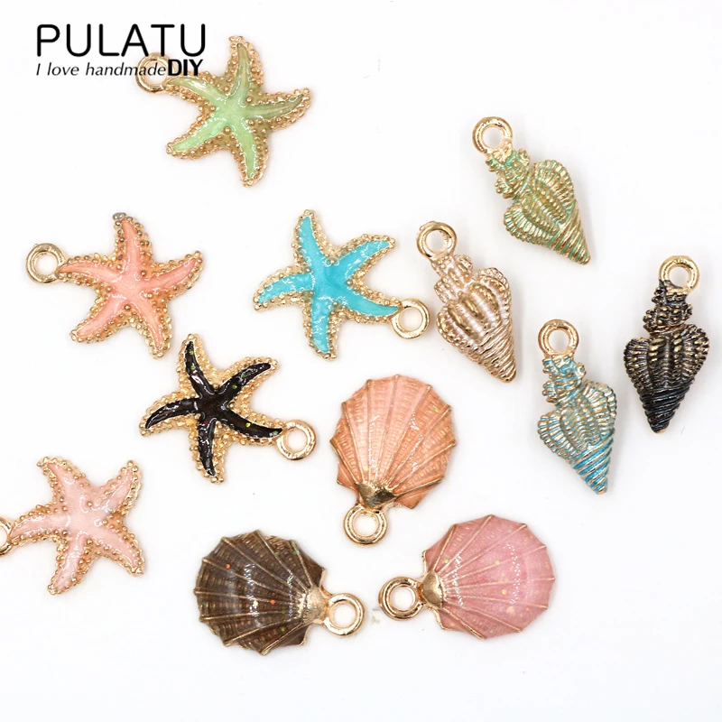 

PULATU Multicolor Shell Starfish for Charms Bracelet Necklace Pendant diy Beads Fashion Jewelry Making Accessories PJ0036