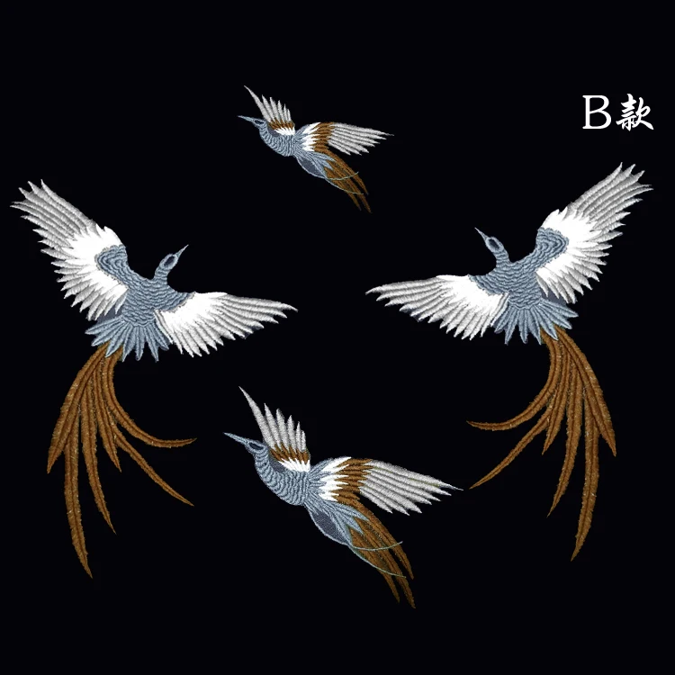 

New Design 3colors Phoenix Bird Combination Embroidered Lace Patch Coth Paste Fabric Applique(sew-on) DIY Accessories 4piece