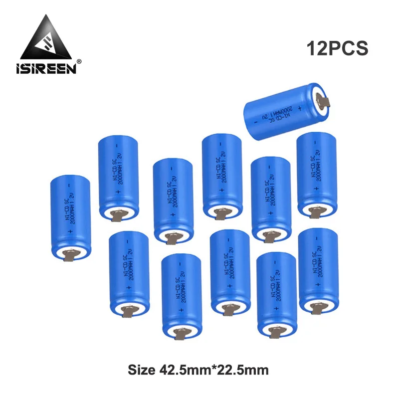 SC Ni-CD 1,2 V 2000mAh аккумуляторная батарея, ячейка Subc Ni аккумулятор CD электрические инструменты DIY батареи 12V 14,4 V 18V 24V 36V - Color: 12PCS