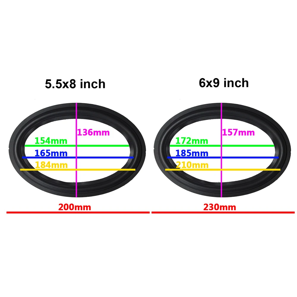 

2pcs 5.5"x8"/6"x9" inch Speaker Rubber Edge Subwoofer Surround Circle Woofer Repair Parts