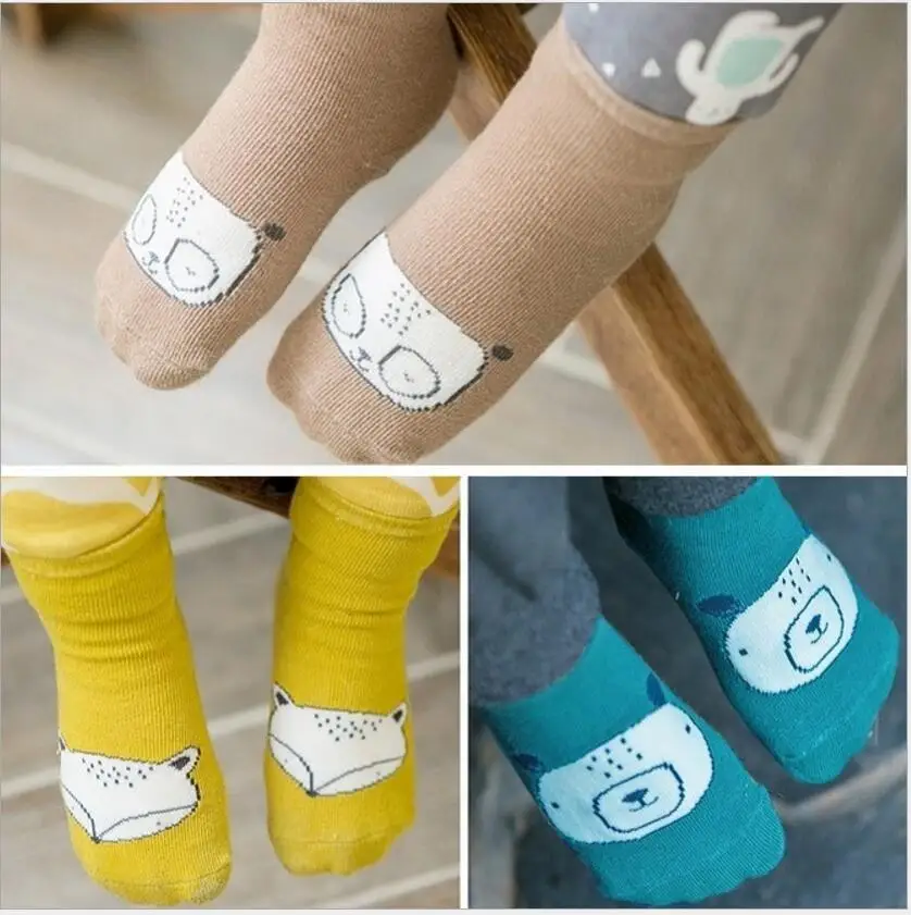 

Hot Sale Kids Baby Socks fox/bear/fox print Anti-slip short socks Soft Floor Baby Socks winter 0-4Y
